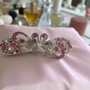 Elegant Pink Crystal Hair Clip